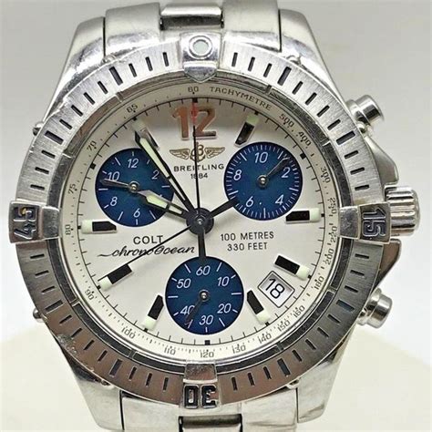 breitling colt chronoocean chronograph steel quartz watch a53350 box papers|Breitling chrono colt ocean.